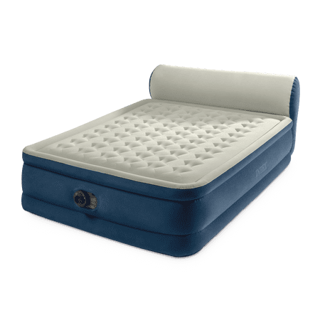 Intex Headboard 18" Queen Dura-Beam Deluxe Raised Air Bed Mattress with Built-in Pump