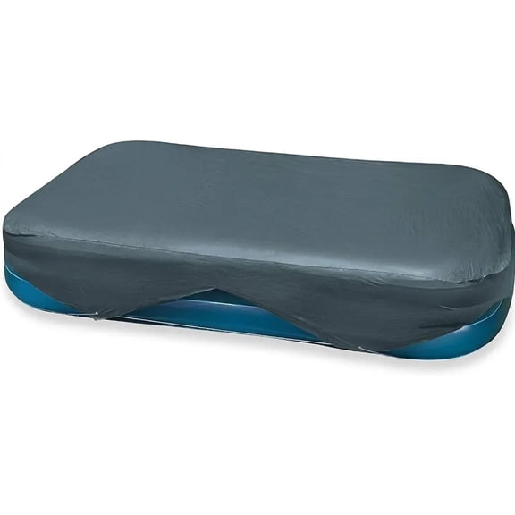 Intex Rectangular Inflatable Pool Cover for Swim Center Family Pools, Heavy-Duty Vinyl Outdoor Backyard Pool Cover, Protects from Leaves, Above Ground Pool Maintenance for Backyard Home (58412EP)