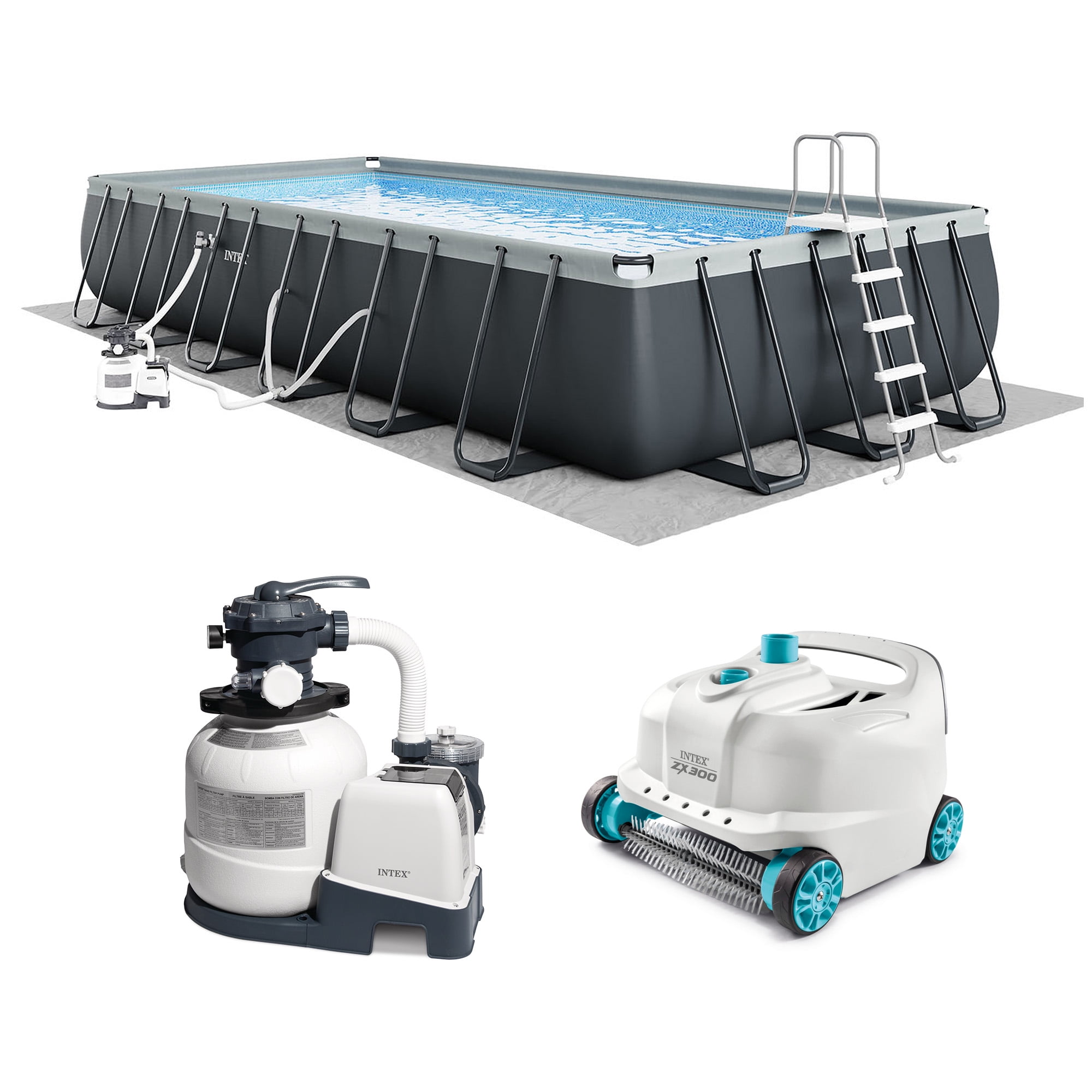 INTEX 24ft x 12ft x 52in Ultra XTR Above Ground Pool & Automatic Vacuum Cleaner