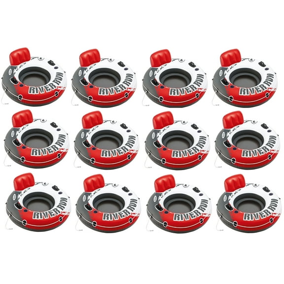 Intex Red River Run 1 Fire Edition Sport Lounge, Inflatable Water Float, 53" Diameter 12 Pack
