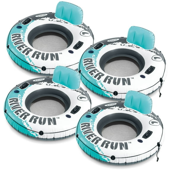 Intex River Run 1 53" Inflatable Floating Water Tube Lake Raft, (4 Pack)
