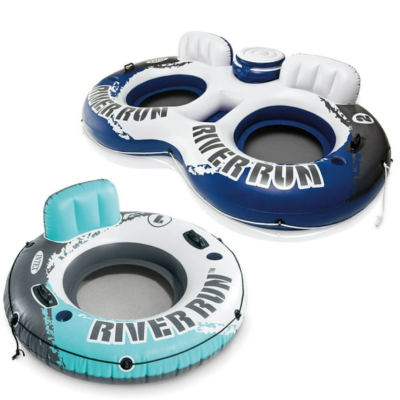 Intex River Run Inflatable Float & River Run II 2 Person Float w/ Cooler