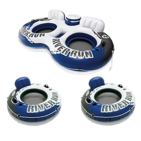 Intex River Run Inflatable Double Rider Tube & 2 River Run Single Floats