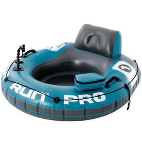 Intex: River Run 1 Pro - Teal - 55" Inflatable Tube, Floating Water Lounger, Phone Mount, Cup Holder, Storage Bag, Mesh Bottom, Backrest, 220lb Cap
