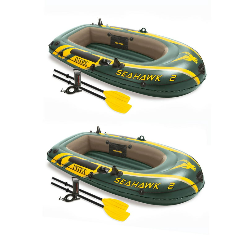 Intex Seahawk 2 Inflatable 2 Person Floating Boat Raft with Oars