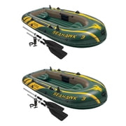 Intex Seahawk 3 Person Inflatable Boat Set with Aluminum Oars & Pump 2 Pack