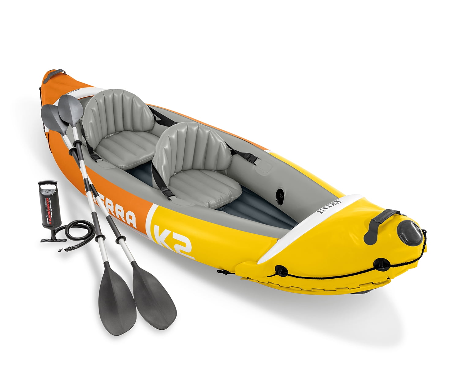 Excursion Pro 151 x 37 x 18 K2 Inflatable Kayak W/ Aluminum Oars, Pump,  Fishing Rod Holders, Carry Bag 