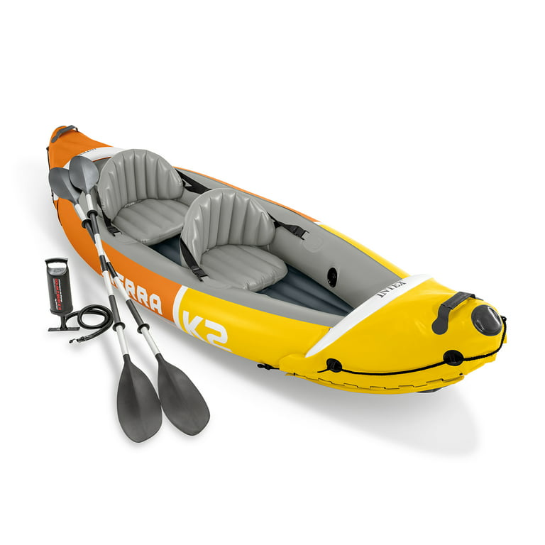 Intex Explorer K2 Kayak 2-Person Inflatable Kayak Set with Aluminum Oars  and High Output Air Pump…