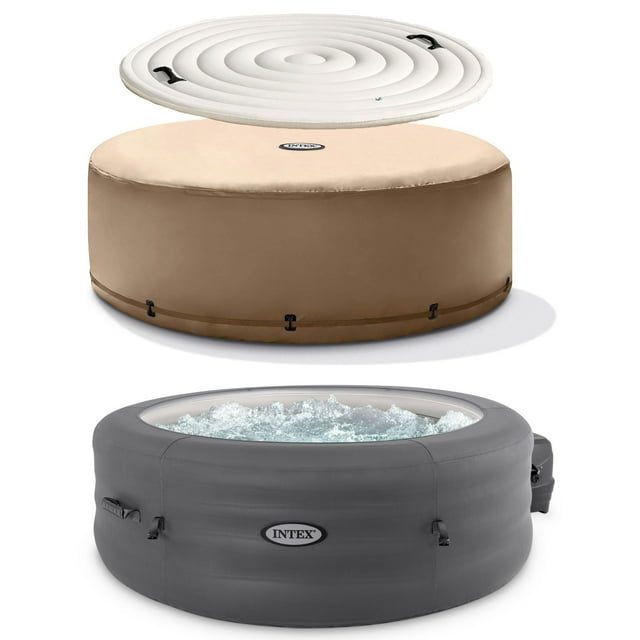 Intex SimpleSpa 4Person Inflatable Hot Tub with Energy Efficient Cover