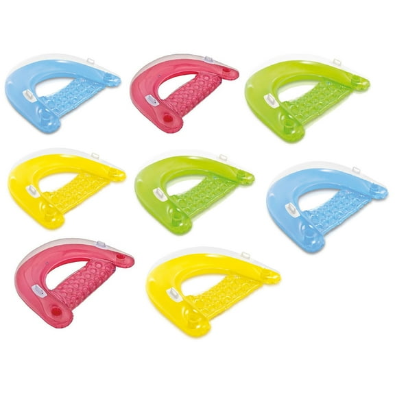 Intex Sit 'N Float Inflatable Colorful Floating Pool Lounges 8 Pack (Colors Vary)