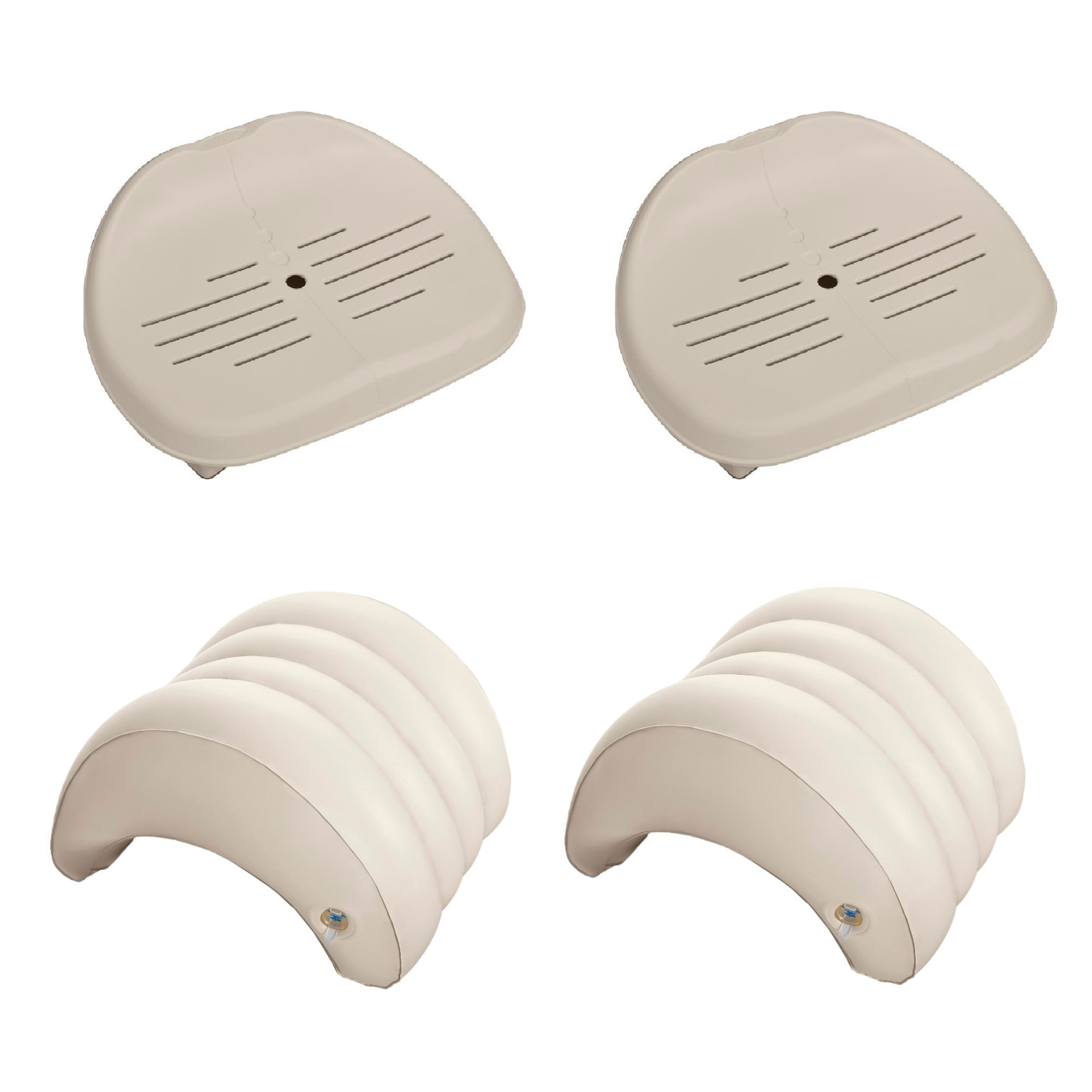 Intex Slip Resistant Hot Tub Seat (2 Pack) and Inflatable Spa Headrest (2 Pack)