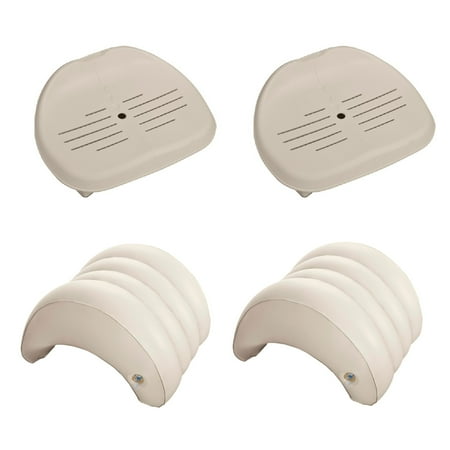 Intex Slip Resistant Hot Tub Seat (2 Pack) and Inflatable Spa Headrest (2 Pack)