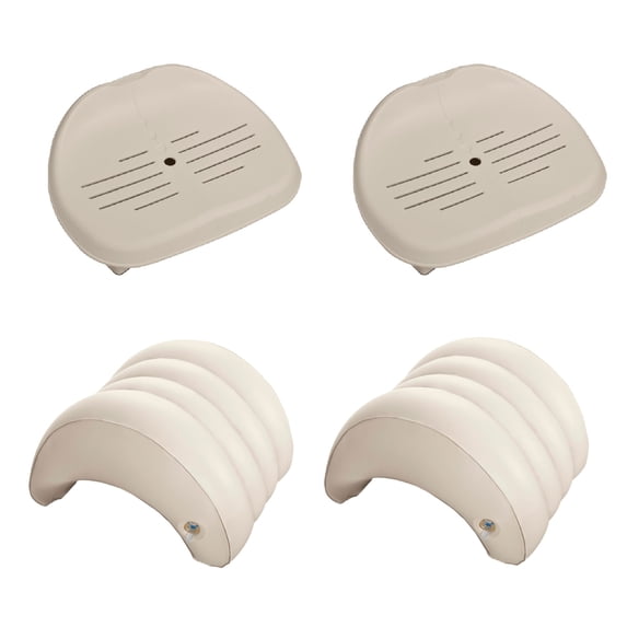 Intex Slip Resistant Hot Tub Seat (2 Pack) and Inflatable Spa Headrest (2 Pack)