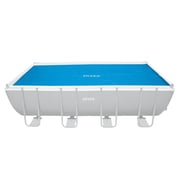 Intex: Solar Pool Cover - 18' x 9' - Blue, Polyethylene, Insulates Water, Reduce Evaporation, Keep Debris Out, Rectangle Above Ground Pool Accessory