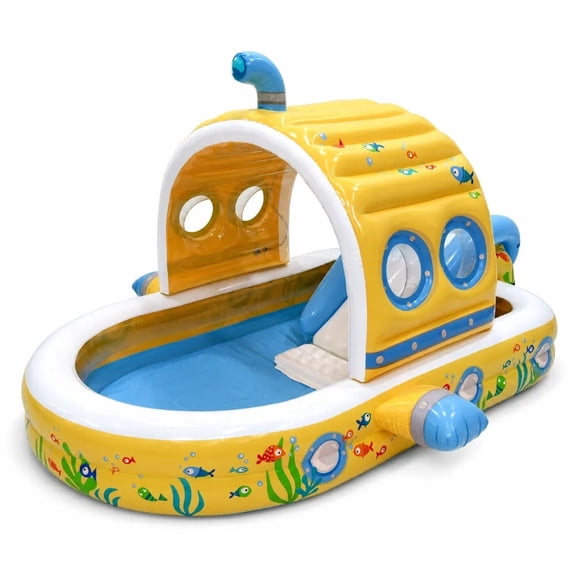 Intex Submarine Inflatable Play Center Pool with Slide and Water Sprayer, Interactive Kids Backyard Water Playground with Fun, Inflatable Backyard Summer Pool for Kids and Family Fun (56141EP)