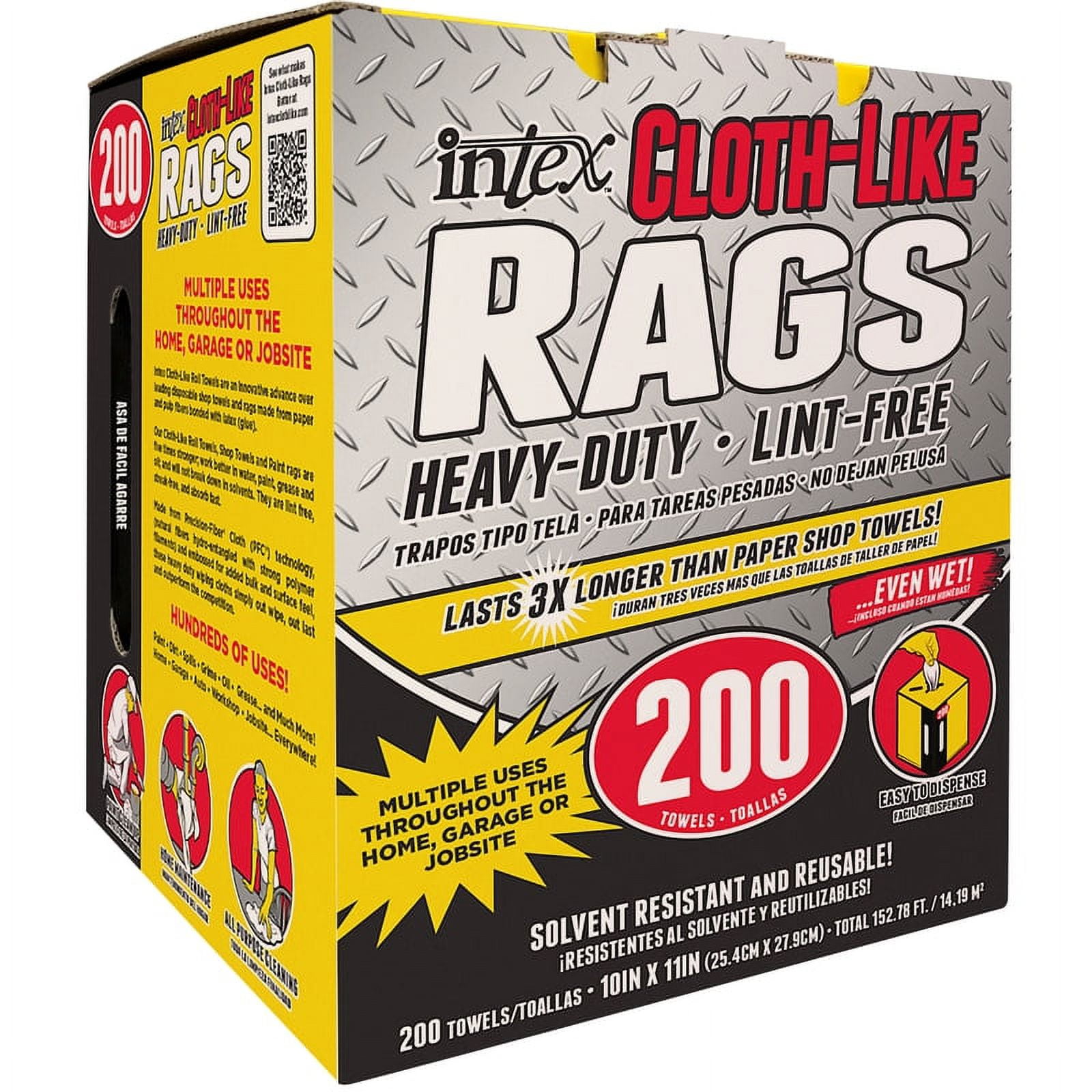 Intex Supply 256188 10 x 11 in. Cloth-Like Rags, 200 Count