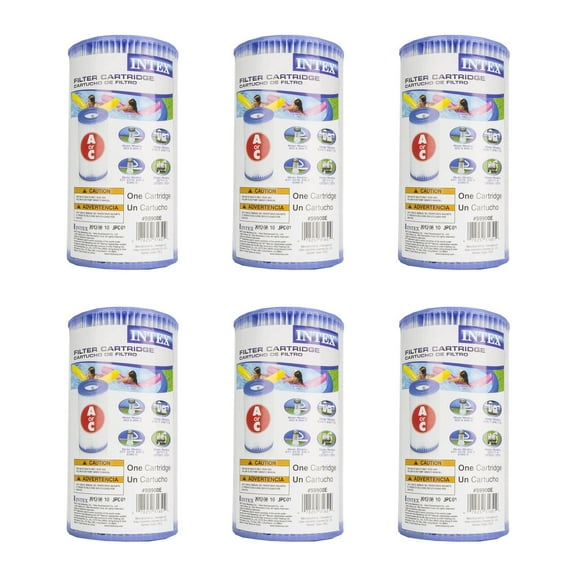Intex Swimming Pool Easy Set Type A Replacement Filter Pump Cartridge | 29000E (6 Pack)