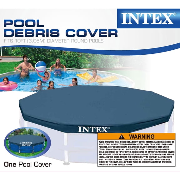 Intex Swimming Pool Maintenance Kit with Vacuum and Pole & 10 Round Pool Cover