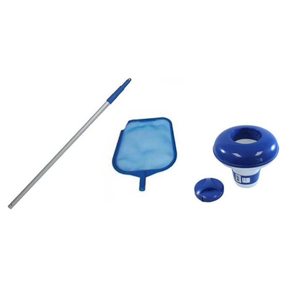 Intex Swimming Pool Pole Kit w/ Skimmer & Hydrotools Floating Chlorine