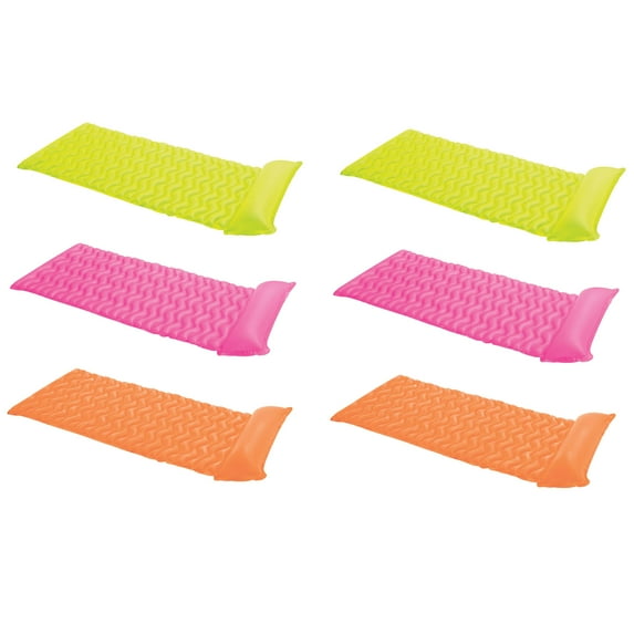 Intex Tote 'N Float Wave Mat Floating Pool Lounger with Headrest (6 Pack)