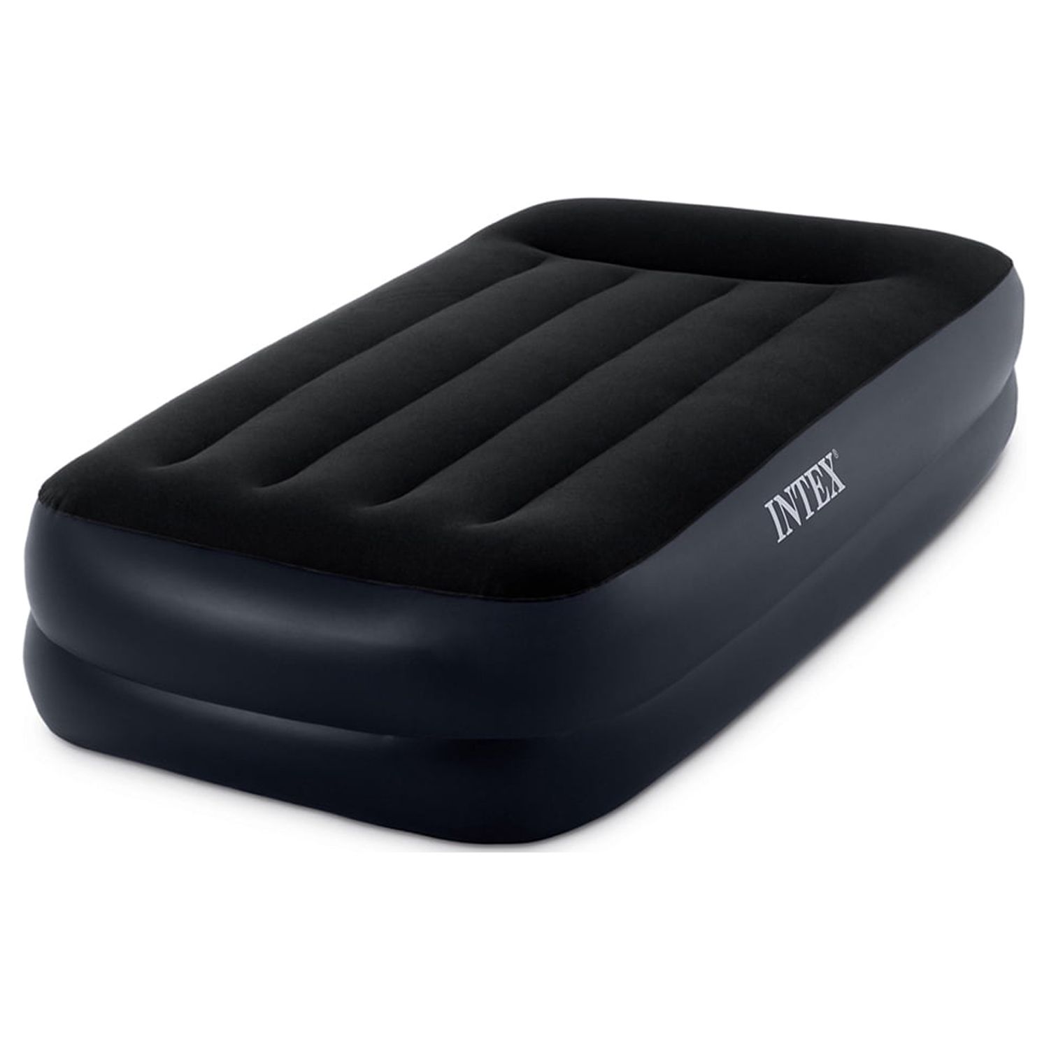 Intex Twin Rest Raised Air Mattress with Built In Pillow and Electric Pump, Gray - image 1 of 7