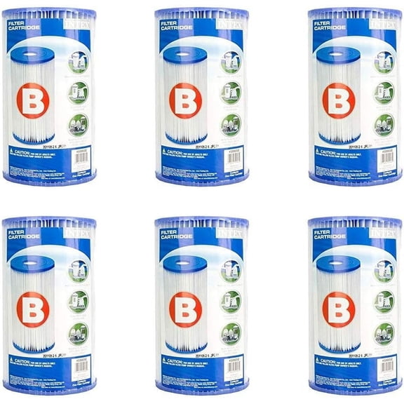 Intex Type B Pool Filter Cartridge, Compatible with Models 56633, 56634, 56621, 56622, 10", 6 Pack