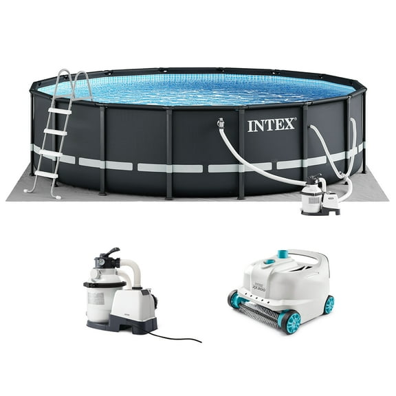 INTEX 16ft x 48in Ultra XTR Above Ground Swimming Pool, Sand Filter Pump, & Automatic Vacuum Cleaner