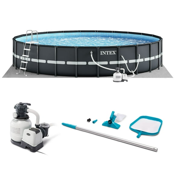 INTEX 18ft x 52in Ultra XTR Above Ground Swimming Pool, Sand Filter Pump, & Cleaning Maintenance Kit