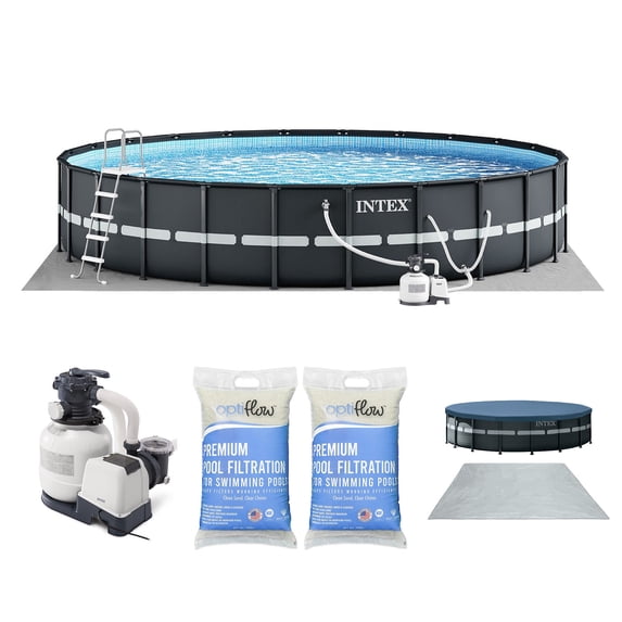 INTEX 26ft x 52in Ultra XTR Above Ground Swimming Pool & Optiflow 50lb Pool Filter Sand (2 Pack)