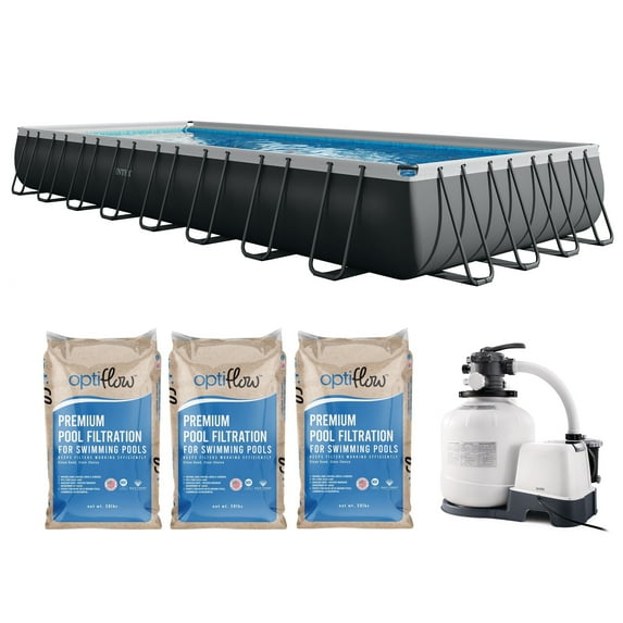 INTEX 32ft x 16ft x 52in Ultra XTR Above Ground Pool & OptiFlow 50lb Pool Filter Sand (3 Pack)