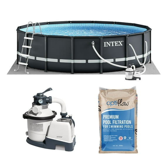 INTEX 16ft x 48in Ultra XTR Above Ground Swimming Pool & Optiflow 50lb Pool Filter Sand