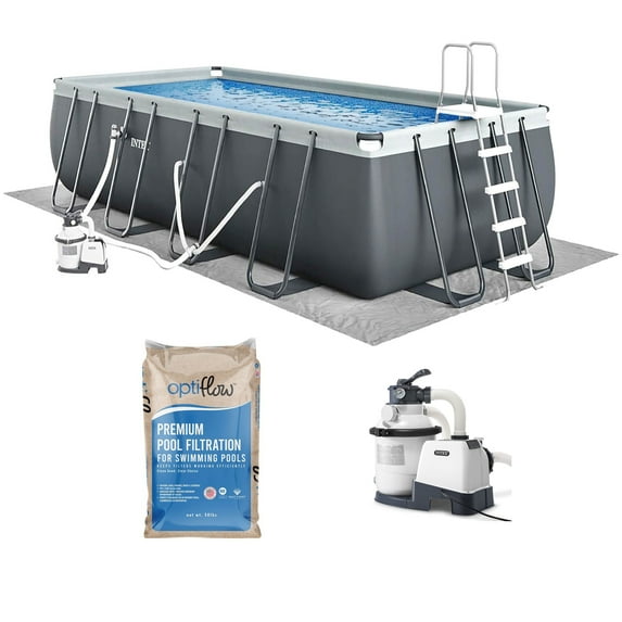 INTEX 18ft x 9ft x 52in Ultra XTR Above Ground Pool & OptiFlow 50lb Pool Filter Sand