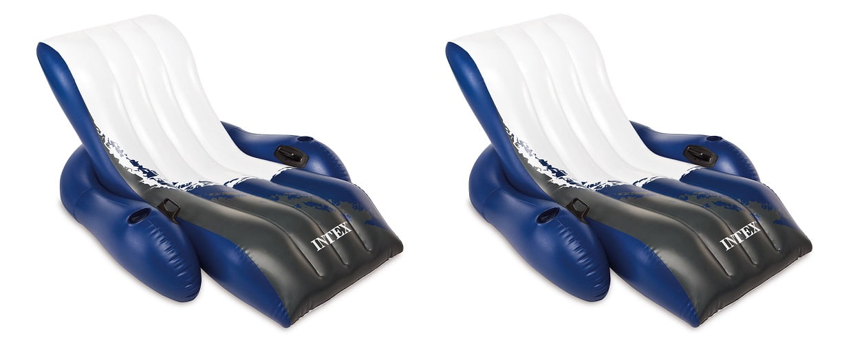 Intex Vinyl Recliner Inflatable Pool Float Chair Lounger, White with ...