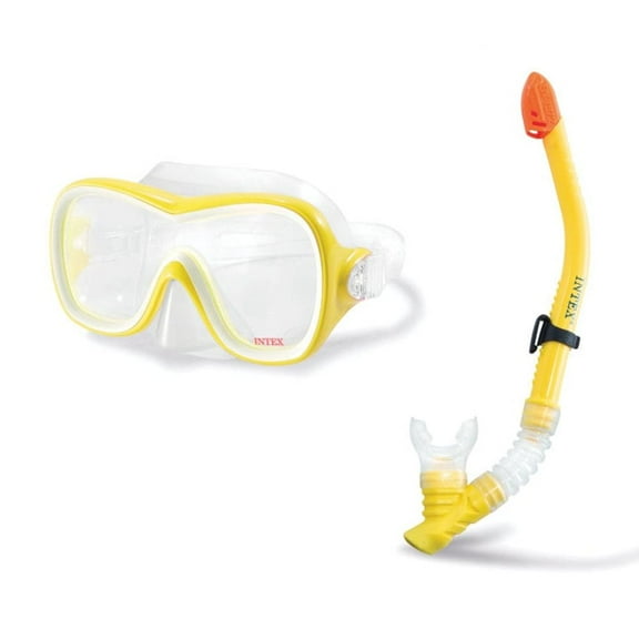 Intex Wave Rider Polycarbonate Sport Swim Mask and Easy Flow Snorkel Set Ages 8+