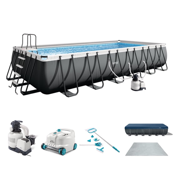 INTEX 24ft x 12ft x 52in Ultra XTR Above Ground Pool, Automatic Vacuum Cleaner, & Maintenance Kit