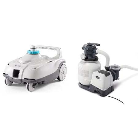 Intex ZX100 Automatic Pressure Side Pool Cleaner with Pool Sand Filter Pump price history and forecast - Intex 28006E + 26645EG