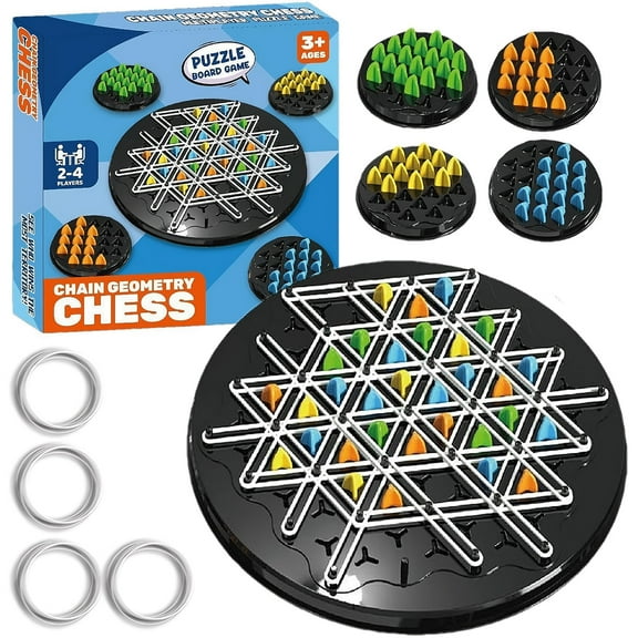 Intexca Chain Geometry Chess - Triangle Puzzle Board Game for 2-4 Players