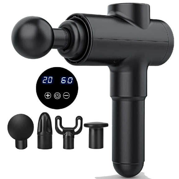 Intexca Massage Gun – Deep Tissue Massager, 20 Speeds, 4 Heads, Digital Display for Back, Neck & Shoulder Pain Relief