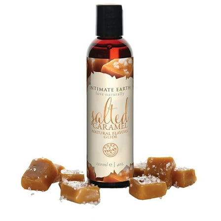 Intimate Earth Natural Flavors Glide Water Based Flavored Personal Lubricant Salted Caramel 4 oz Liquid