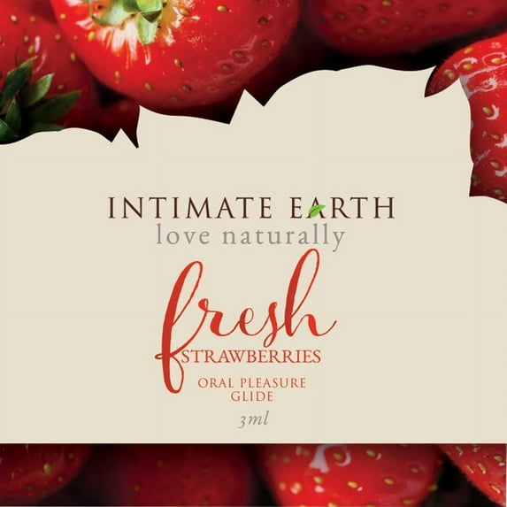 Intimate Earth Natural Flavors Glide, Water Based Personal Lubricant, Fresh Strawberries, Foil 0.1oz Liquids