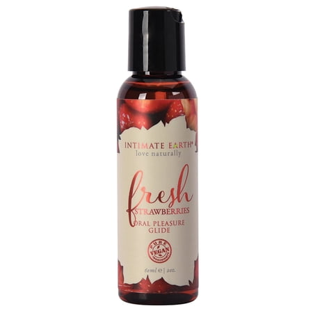 Intimate Earth Natural Flavors Glide, Water Based Personal Lubricant Fresh Strawberries, Liquid 2 oz