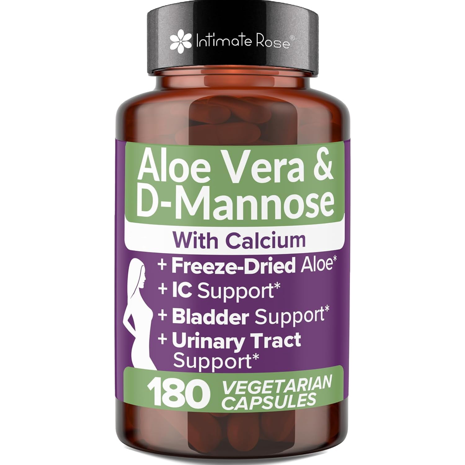 Intimate Rose Aloe Vera Supplement with D-Mannose and Calcium for Women,  180 Capsules