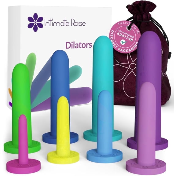 Intimate Rose Silicone Vaginal Dilators, FDA-Cleared 510(k), Complete 8-Pack Sizes 1-8 for Progressive Pelvic Therapy