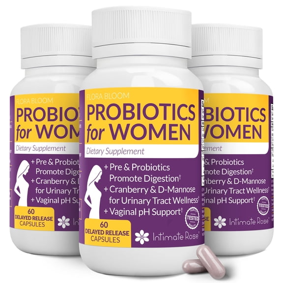 Complete Vaginal Probiotics for Women - w/Added Cranberry, D-mannose to Promote Urinary Tract, Bladder, Gut & Vaginal Health - pH Balance for Women - Support UTI, BV, YI - 3 Pack (180 Capsules)