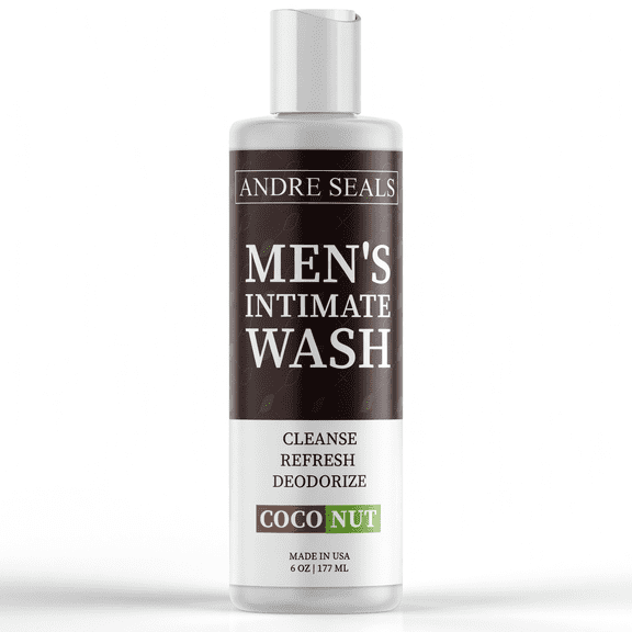 Andre Seals Mens Intimate Wash, pH-Balanced Cleanser for Mens Private Areas, Coconut Lime Scent, 6 fl oz