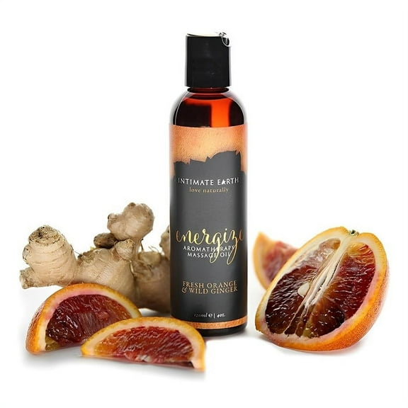 Intimate earth Energize Massage Oil - Fresh Orange & Wild Ginger 120ml / 4oz