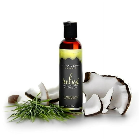 Intimate earth Relax Massage Oil - Lemongrass & Coconut 120ml / 4oz