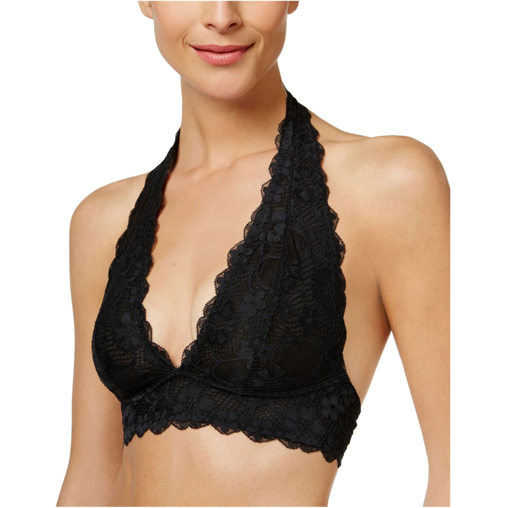 Intimately Free People Women's Galloon Lace Halter Bralette Black Size M