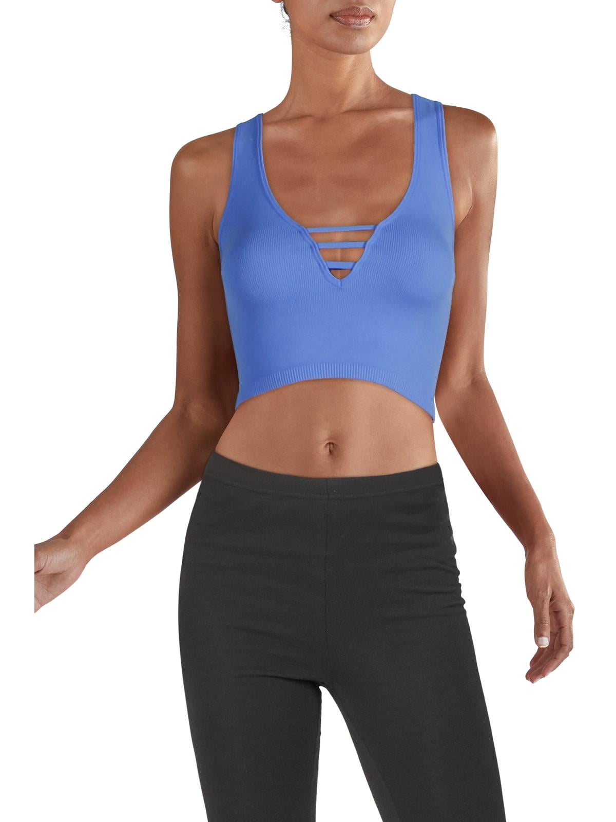 Intimately Free People Womens Fitness Workout Crop Top Blue M/L 