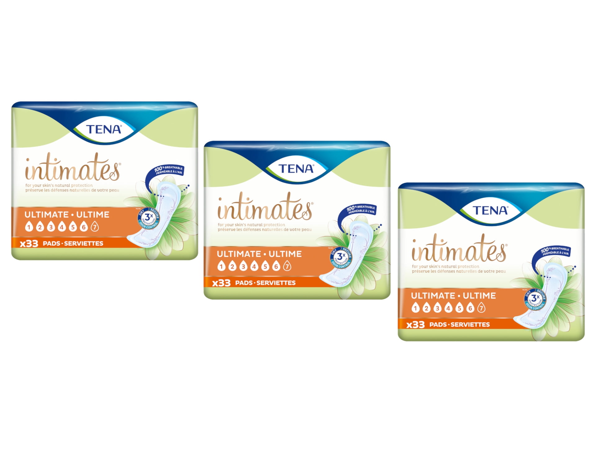 Intimates Heavy Absorbency Bladder Control Pads, 16-inch, 33 Count, 3 ...